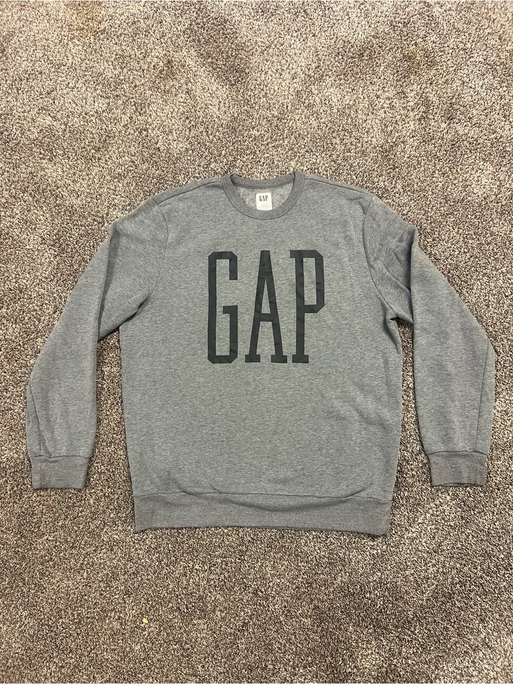 GAP women's Heather Gray Crewneck with Black Logo